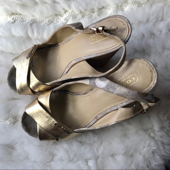 Coach Jessy Gold Metallic Slingback Sandals - Picture 4 of 7